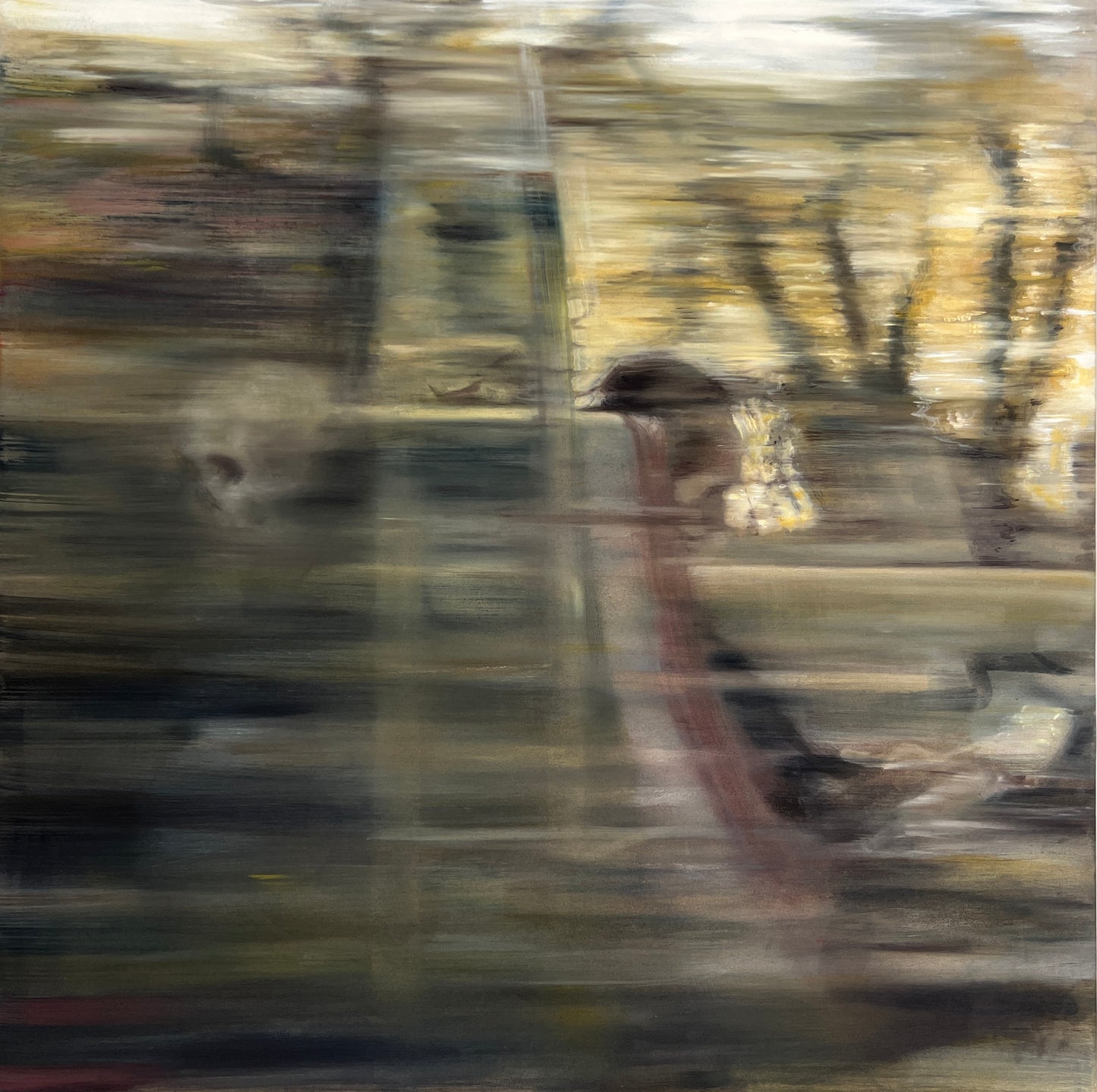 Window seat, reflection in the train window