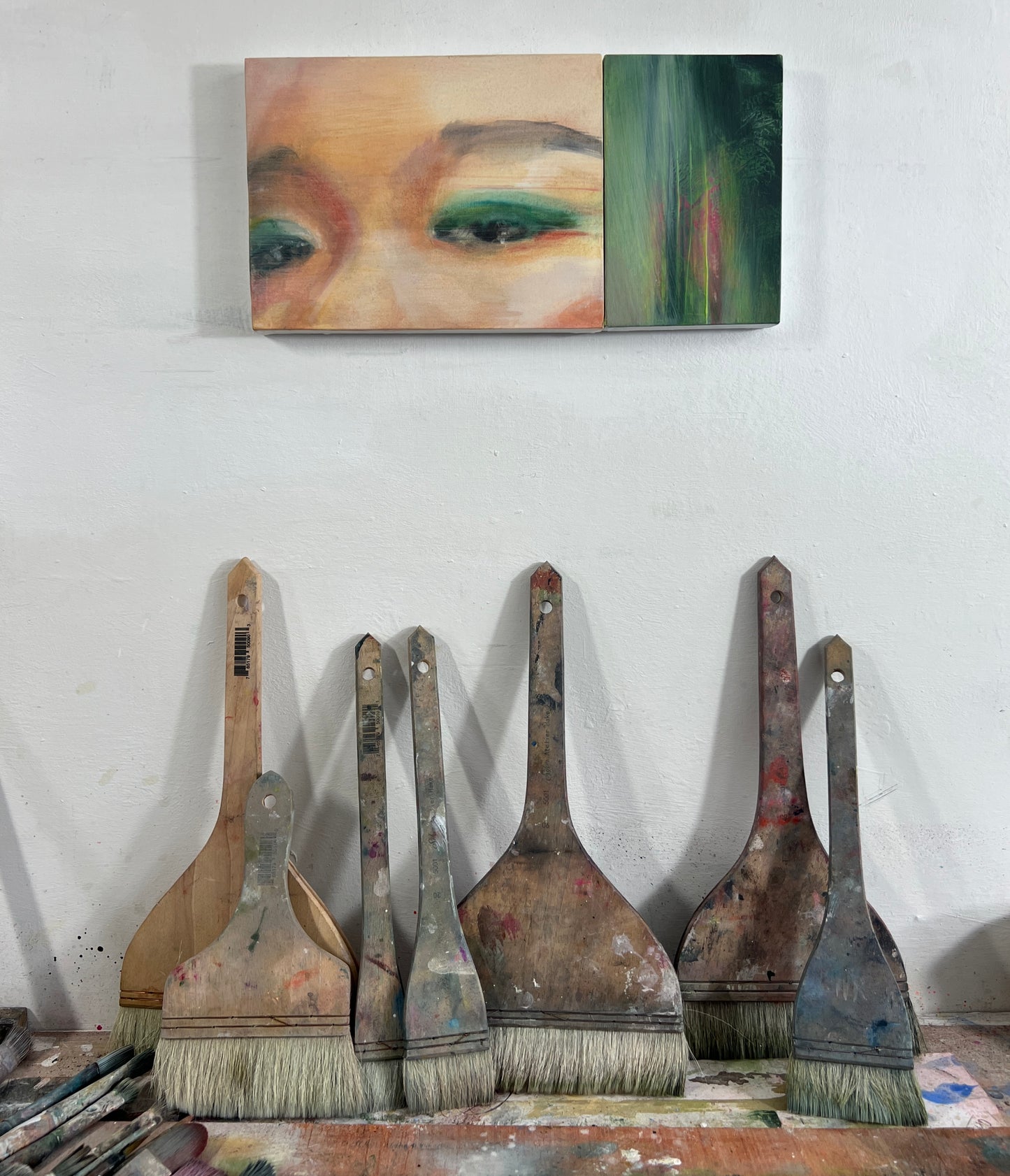 Green, Veiled Diptych